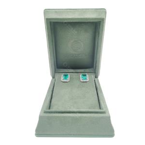 Boîte à bijoux de luxe en velours doux vert avec logo personnalisé emballage cadeau boîtes collier bague - Product Image 5