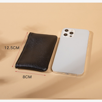 Porte-monnaie et porte-billets portable en PU à motif litchi avec fermeture éclair pour femme et unisexe, pochette unie avec poches zippées