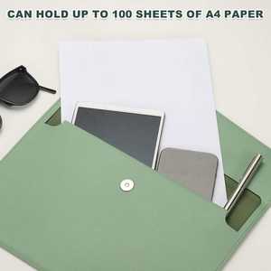 Dompet Portfolio Dokumen Kulit Model Folder A4 dengan Kancing Magnet untuk Penyimpanan File Bisnis, Tiket, dan Dokumen - Product Image 3