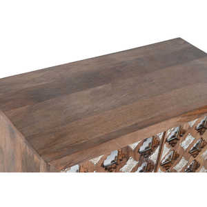 Mango Wood <b>Sideboard</b> with <b>Mirror</b> 80x38x80 Natural - Product Image 5