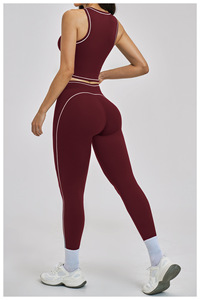 Set 5 Pezzi Personalizzabile con Logo, Nuovo Abbigliamento Sportivo Effetto Nudo, Leggings Aderenti, Reggiseno Sportivo e Pantaloncini Color Block per Donna - Product Image 3