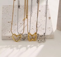 Collier coeur en or pour femmes collier pendentif papillon bijoux de mariage délicats en acier inoxydable cadeau de fête des mères
