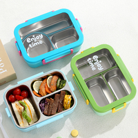 Boîte à lunch rectangulaire en acier inoxydable, micro-ondable, pour le stockage des aliments, enfants, école, bureau, portable, multifonctionnelle, qualité alimentaire