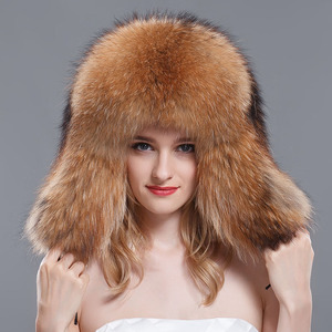 Chapeaux en fourrure de renard et de raton laveur véritable pour femmes, hiver, unisexe, chauds, en fourrure véritable avec pompons en fourrure moelleuse - Product Image 3