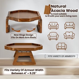 Plateau d'accoudoir en bois pliable pour canapé, table d'appoint, style minimaliste moderne, boîte de rangement, position centrale - Product Image 3