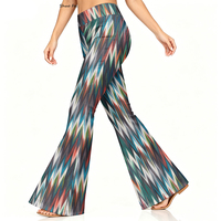 Pantalon de yoga évasé taille haute pour femme, imprimé tie-dye abstrait, leggings coupe cloche, pantalon géométrique chevron, tenue de sport