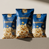 Impression personnalisée Sacs en plastique laminé à fermeture arrière Sac d'emballage croustillant de croustilles croustilles croustilles aliments en plastique Popcorn
