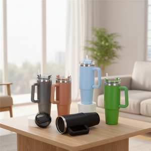 Stocked Classic Outdoor Use Rounded Design Stainless Steel Insulated Water Bottle <strong>with</strong> Straw Lid and Handle for <strong>Dogs</strong> - Product Image 1