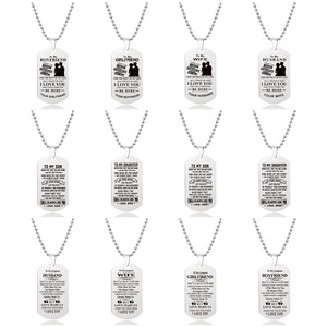Customized Personalized Double Sided Pendant Chain Keychain Hiphop Laser Engraved logo Text for Men's Necklaces Anniversary <strong>Gift</strong> - Product Image 2