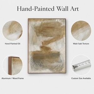 Pinturas y Arte Mural, Pintura al Óleo Hecha a Mano, Abstracta, Texturizada, Estilo Wabi-Sabi, Lienzo Grande para Hotel, con Marco, Tamaño Personalizado, para Sala de Estar - Product Image 5