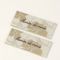 Étiquettes tissées personnalisées, logo OEM, étiquettes de marque personnalisées, découpées au laser, certifiées Oeko-Tex, en polyester en rouleau, écologiques, FAMA/GRS