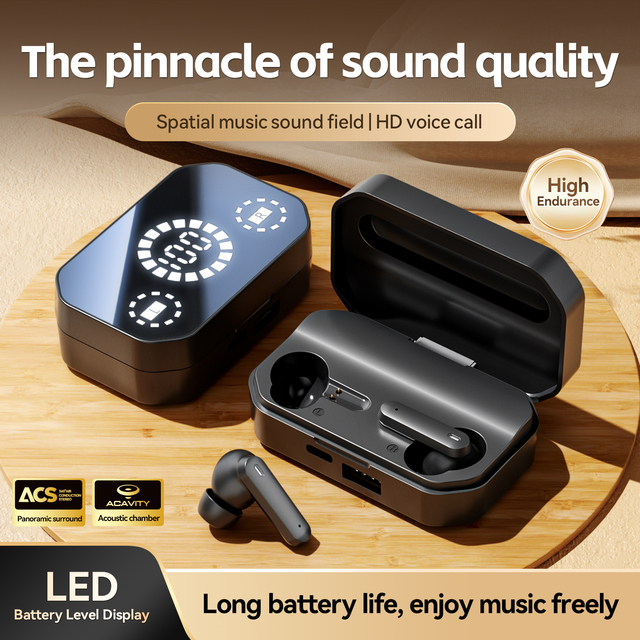 TWS In-Ear Wireless Earbuds with Large Digital Display, Spatial Sound & AI Call Noise Reduction Wholesale OEM/ODM M154