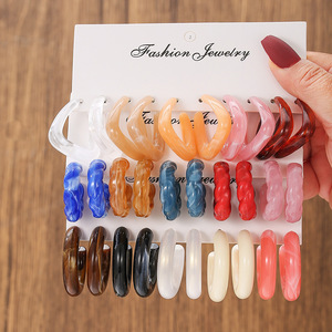 Stylish Teardrop Resin Hoop <b>Earrings</b> Irregular Geometric Shape Party Fashion Jewelry Set 925 Silver Ear <b>Posts</b> - Product Image 5