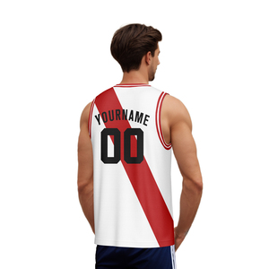 Maillot de basketball streetwear en gros, style drapeau du Pérou, 100 % polyester, col en V, décontracté, séchage rapide, respirant, antibactérien - Product Image 5