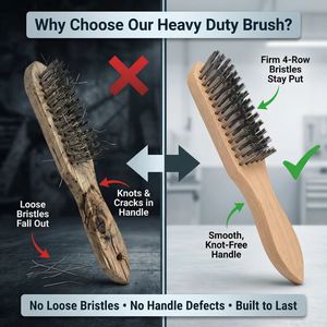 Spazzola in Acciaio Industriale per Rimozione Ruggine con Manico in Legno, 4x16 File di Setole ad Alta Densità, Vendita Diretta dalla Fabbrica - Product Image 2