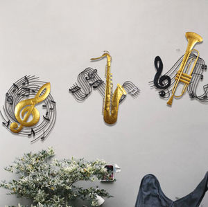 Instruments de <span class=keywords><strong>musique</strong></span> à tenture <span class=keywords><strong>murale</strong></span> artisanale en <span class=keywords><strong>métal</strong></span> Décorations créatives pour la technique de coulée de café de bar de magasin - Product Image 2