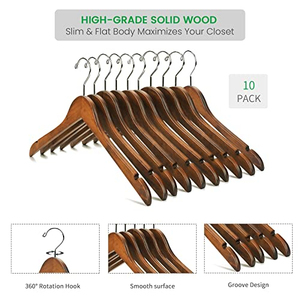 Customization Closet Organization Solid Wood <b>Hanger</b> Anti Slip Traceless 360 Degree Metal Round Flat Hook Clothes <b>Hanger</b> - Product Image 5