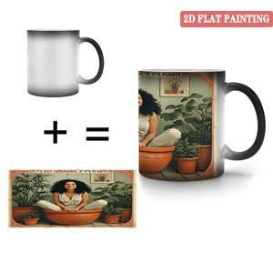 Frosted Black <b>Ceramic</b> <b>Mug</b> 11oz Heat Sensitive Color Changing Magic Cup Office Pantry Storage - Product Image 4