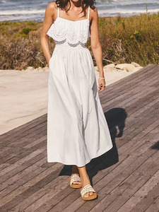 Vestido maxi elegante e informal sin mangas con diseño de volantes para mujer, vestido maxi para vacaciones. - Product Image 2