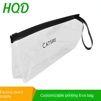 Sac vertical transparent et étanche en EVA avec fermeture éclair, impression sérigraphique et offset pour produits de soin personnel, lingettes humides et articles de toilette de voyage