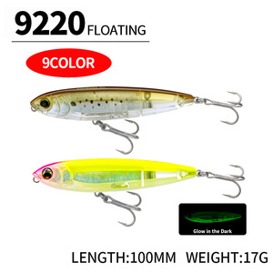Señuelos de Pesca Tipo Lápiz Flotantes de 17g y 10cm/3.9in, 9 Colores, con Anzuelos Triples con Barbilla y Bolas de Acero Internas, para Lanzamiento Largo - Product Image 2