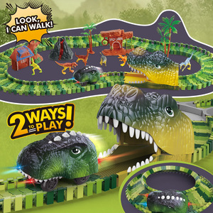 Circuit de Voiture Électrique DIY Dinosaure Magique 237 Pièces, Piste Flexible pour Voitures Dinosaures, Jouet d'Intérieur pour Enfants - Product Image 2