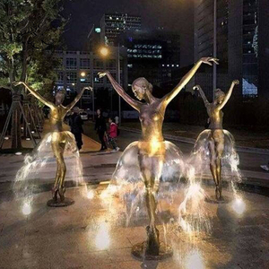 Diseño moderno Arte Bronce Tamaño real Bailando <span class=keywords><strong>Ballet</strong></span> Chica Fuente Estatua Cobre Fuente de agua Chica Escultura - Product Image 3