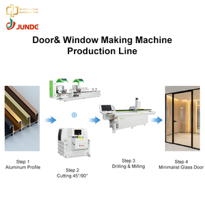 JUNDE 12.8KW Four Axis CNC <b>Drilling</b> Milling Machine Aluminum Wood PVC Window Door Making Machine Set - Product Image 2