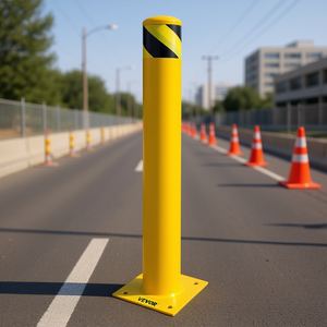 Bolardo de Seguridad de Acero con Recubrimiento en Polvo Amarillo de 4-1/2" de Diámetro Exterior y 36" de Altura, Barrera para Áreas Sensibles al Tráfico, 4 Pernos de Anclaje Gratis, Modelo [Insertar Modelo] - Product Image 2