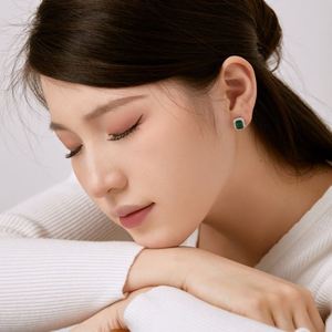 Dylam Luxurious Elegant Women S925 Silver <b>Fine</b> Jewelry Rhodium Plated 5A Zirconia Eternity Emerald <b>Stud</b> <b>Earrings</b> - Product Image 3