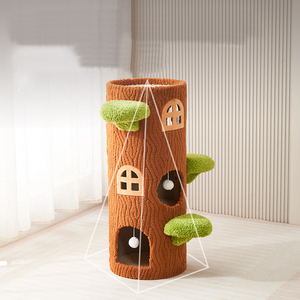 Arbre vertical multi-niveaux avec sisal et bois, design moderne, structure d'escalade écologique pour toutes les saisons - Product Image 4