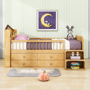 Двухъярусная кровать из сосны с 4 ящиками, полными бортиками, закругленными краями – современный дизайн, экологичная, прочная, безопасная для детей, для спальни - Product Image 5