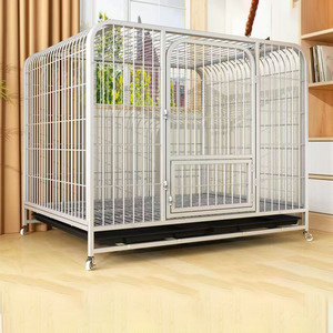 Jaula Moderna para Perros de Hierro Cuadrada, Alambre Grueso, Diseño Anti-Impactos, Ecológica, Cierre de Botón Floral, Bandeja de Plástico, Jaula Grande para Mascotas de Interior - Product Image 2