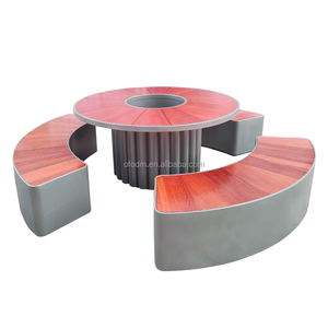 Customizable Outdoor Galvanized Steel <b>Dining</b> <b>Table</b> Garden Set Recyclable Wood for Restaurant Hotel Hospital Factory PC-MW-086 Co - Product Image 3