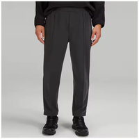 Pantalon de Costume Formel - Coupe Droite Classique, Taille Haute Plissée, Élastique à la Taille, Polyester/Coton