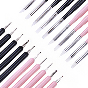 Lot de 5 pinceaux pour nail art, double usage, stylo à points en silicone, pointe en caoutchouc, stylo à découper, fournitures de manucure pour salon - Product Image 2