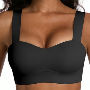 Soutien-gorge sans armatures à fermeture dorsale, à bretelles larges, sans couture, en nylon tricoté fin, confortable et respirant, pour l'export. - Product Image 4