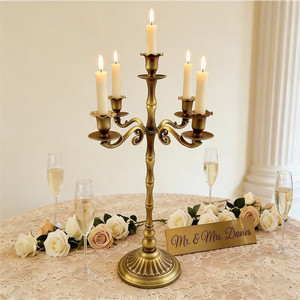 Candélabre et porte-bougie multi-bras <span class=keywords><strong>en</strong></span> fer forgé vieilli, style rétro américain, avec nœuds <span class=keywords><strong>en</strong></span> bambou, <span class=keywords><strong>pour</strong></span> la décoration intérieure - Product Image 1