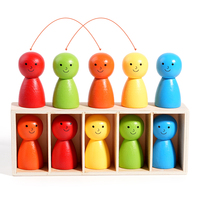 Juguete de arcoíris de madera para niños, juguete de muñecas de madera con forma de arcoíris para combinar colores, juguete educativo para el aprendizaje de colores para niños