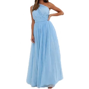 Elegante una spalla a pieghe maxi tulle cina abiti da sposa da sposa - Product Image 1