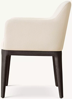 Fauteuil de salle à manger en chêne massif sculpté à la main, élégant, confortable et chaleureux, avec dossier et assise rembourrés pour la maison