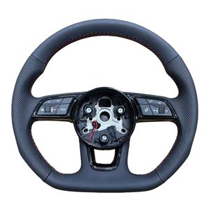 Volant sport <span class=keywords><strong>S</strong></span>-<span class=keywords><strong>Line</strong></span> à fond plat en cuir pour <span class=keywords><strong>Audi</strong></span> B9 R8 A6 C7 <span class=keywords><strong>A3</strong></span> A4 B8 B9 S5 A5 Q3 Q5 RS3 RS7 A6 A7 A8 Q7 - Product Image 1