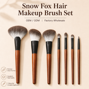 Juego de Brochas de Maquillaje de Pelo de Zorro de las Nieves de Lujo, Brochas Profesionales de Pelo Animal Natural para Polvo, Rubor, Iluminador y Sombra de Ojos, Logotipo Personalizado - Product Image 2