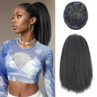 Queue de cheval synthétique de 22 pouces, lisse et bouclée, avec cordon de serrage, extension de cheveux à clipser pour femmes, style Yaki