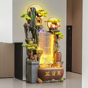 Fuente de agua estilo del sudeste asiático con rocalla, luz y agua que fluye para la sala de estar, entrada, oficina, decoración Feng Shui - Product Image 3