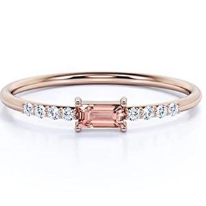 Morganite Unique Design Wedding <b>Rings</b> Jewelry <b>Gold</b> Fashion 14K Rose <b>Gold</b> Engagement <b>Ring</b> <b>Vintage</b> Geometric Party - Product Image 6