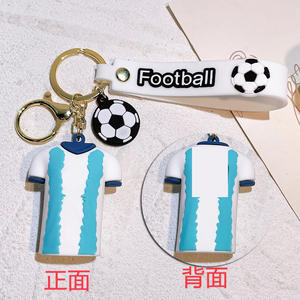 Быстрая доставка, в наличии, оптом: 3D-брелок из мягкого ПВХ с изображением футболиста Месси, популярный спортивный брелок из резины с кольцом для ключей - Product Image 2