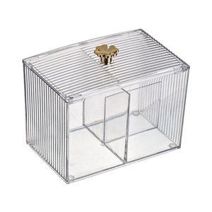 Transparent Cotton Swab Organizer <b>With</b> <b>Lid</b> Multifunctional Makeup Storage <b>Box</b> For Desktop Use - Product Image 5