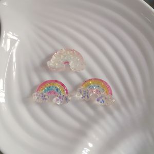 100 pièces de breloques en résine pour enfants, dégradé de couleurs arc-en-ciel, décorations de fée marine, papillon, cœur, queue de poisson - Product Image 3