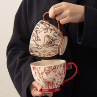 Tasse-Tasse à eau de grande capacité à usage domestique-Tasse à lait en céramique pour couple-Tasse à petit-déjeuner à l'avoine